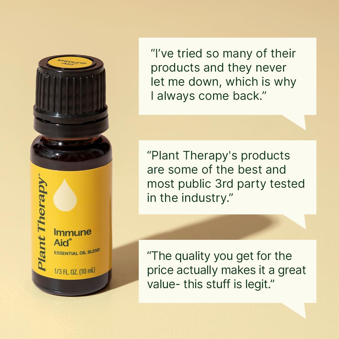 Plant Therapy Immune Aid Essential Oil Blend 10 mL (1/3 oz) 100% Pure, Undiluted, Natural Aromatherapy, Natural Immune Support, Fresh Scent