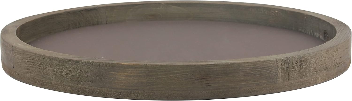 Stonebriar Large 11.8" Decorative Rustic Farmhouse Worn Natural Wood and Metal Tray