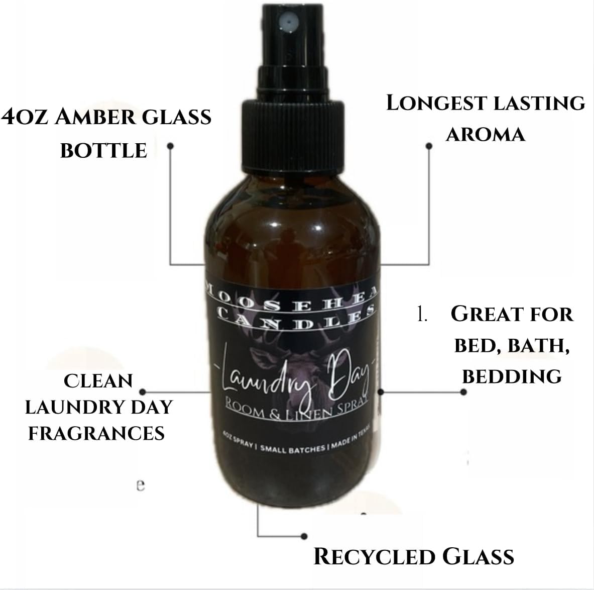 **Cotton and Clean Laundry Scented Room and Linen Spray - All Natural Ingredients - Skin Safe - 4oz Premium Amber Bottle - Over 600 Sprays - Fresh and Long-Lasting Fragrance**