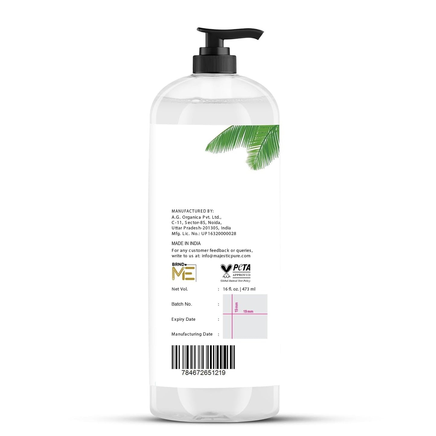 Majestic Pure Fractionated Coconut Oil – Lightweight Liquid Carrier Oil for Essential Oils, Massage, Skin, Hair & DIY Personal Care Applications -16 Fl Oz