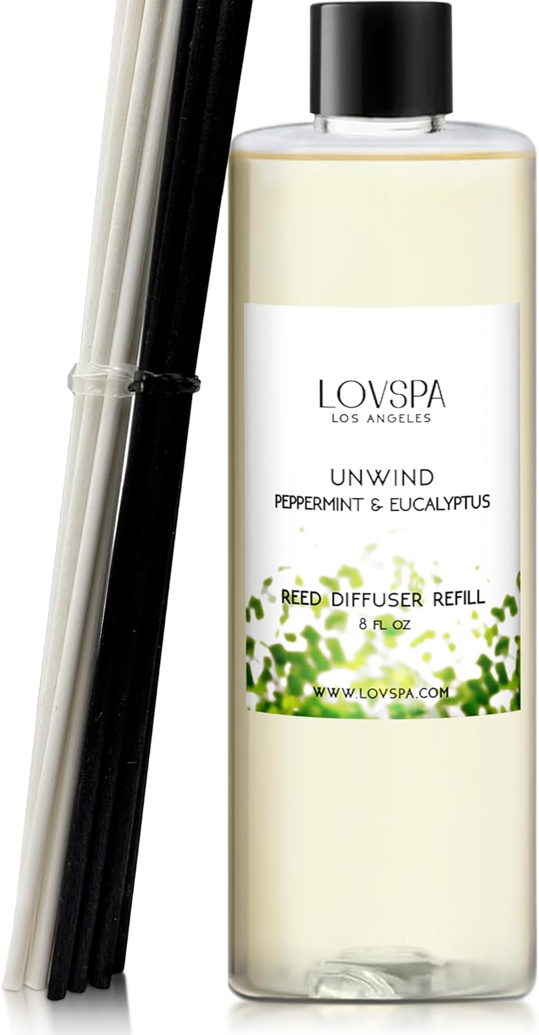 Unwind Eucalyptus & Mint Diffuser Oil - Essential Oils for Diffuser Refill & Air Freshener Room Spray - Long-Lasting & Natural Home Fragrance, Scented Oil for Diffusers, USA Made, 8 oz