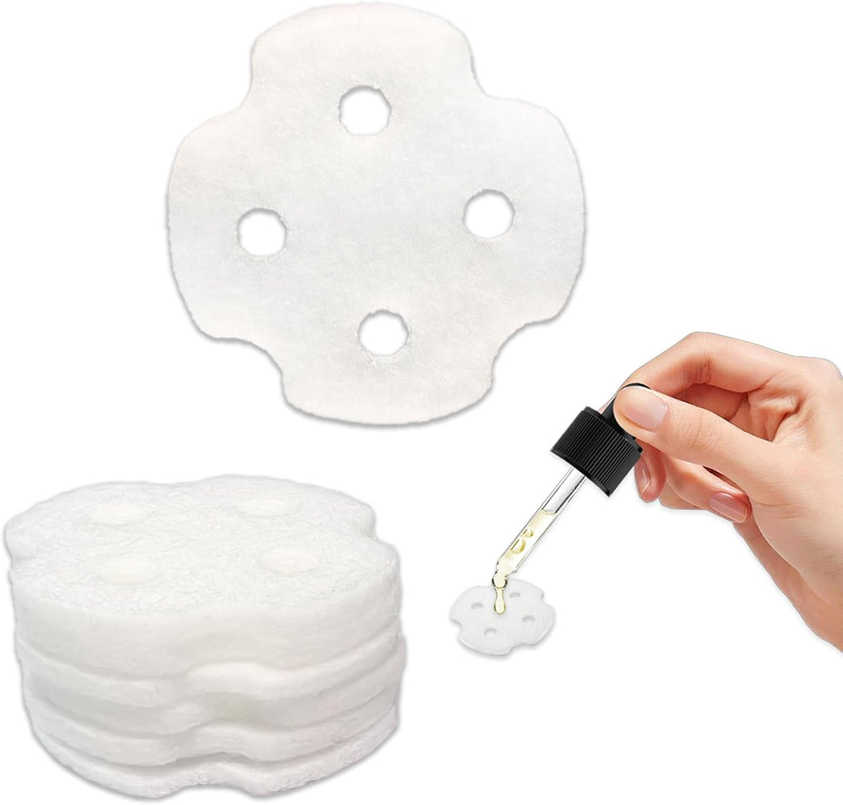 Replacement Pads Refill 50 Pieces for Portable Essential Oil Diffuser with Good Absorbent with 4 Holes