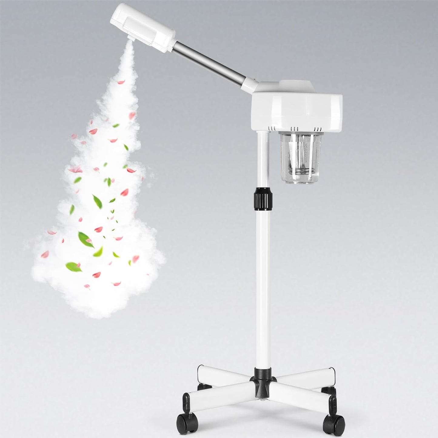 Nova Microdermabrasion Professional Facial Steamer On Wheels Ionic Ozone with Hot Mist Function Stand Facial Steamer for Personal Home Salon Spa Skin Cleaning