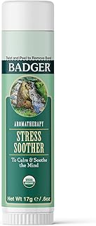 Badger - Stress Soother Balm, Aromatherapy Balm Stick, Certified Organic, Aromatherapy Oil, Essential Oil Roller, 0.6 oz