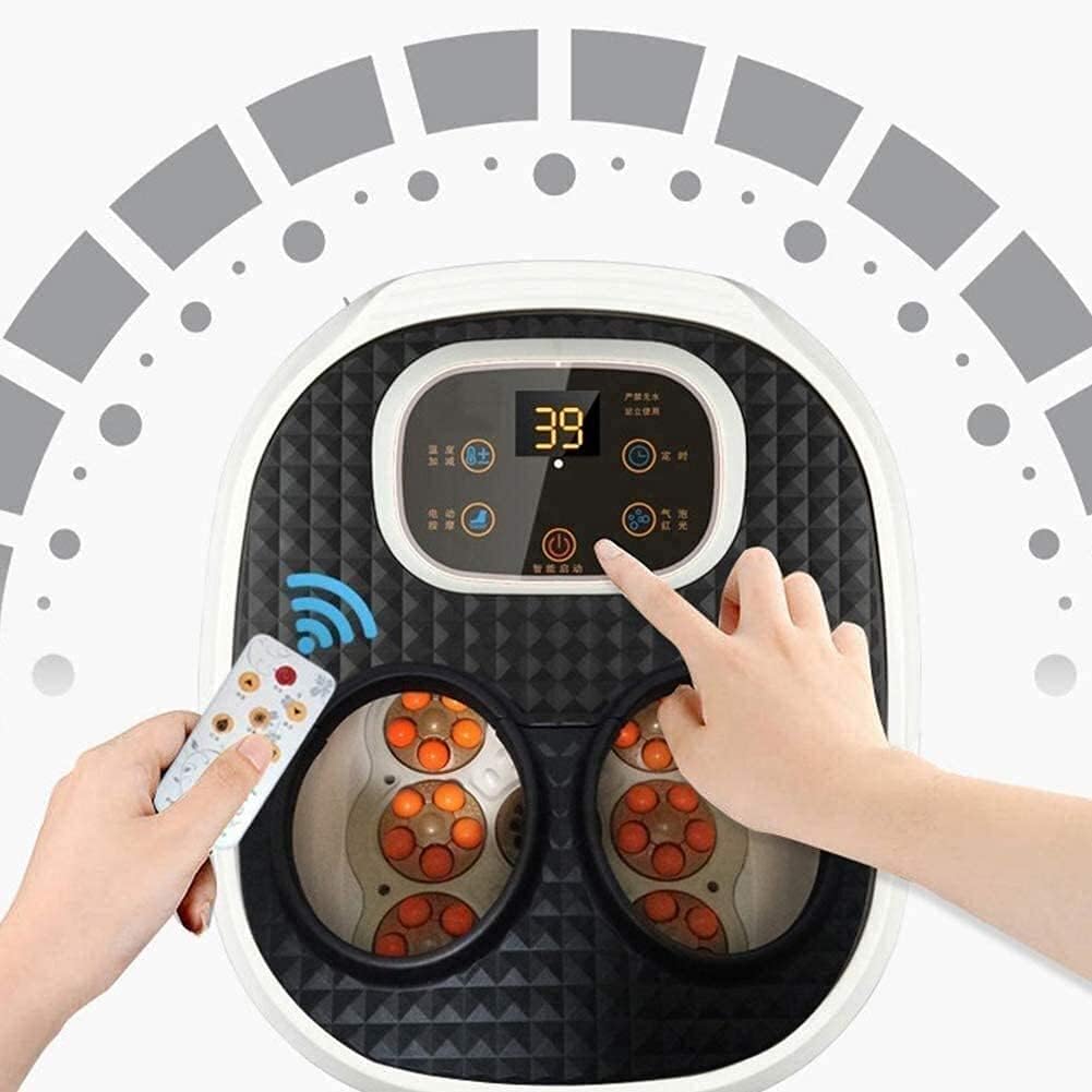 Foot Spa Foot Bath Massager with Heat & 6 Motorized Massage Rollers, Adjustable Time & Temperature, O2 Bubbles, Rotating Pedicure Stone for Relieve Foot Pressure
