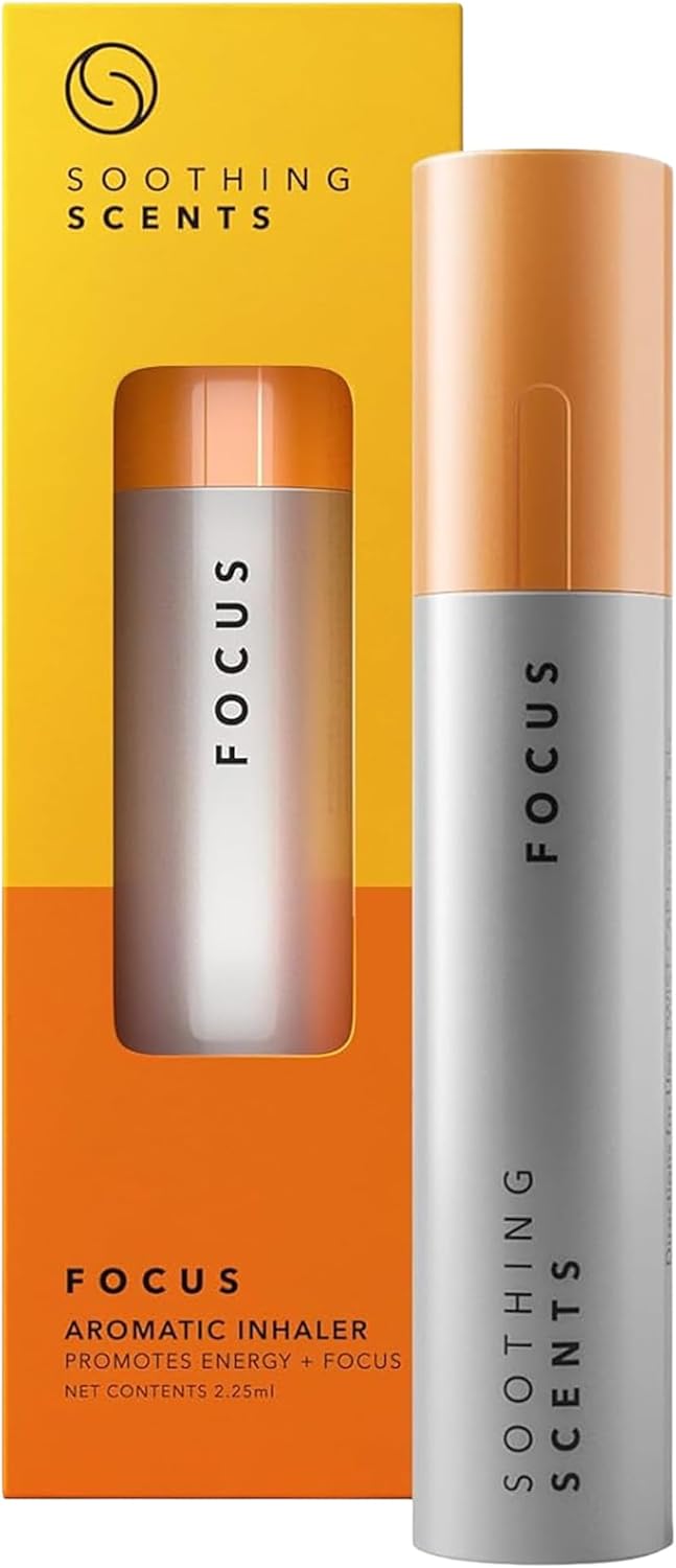 Focus Aromatic Inhaler for Energy & Concentration – Drug-Free Essential Oil Nasal Stick, Natural Vapor Inhalation for Study, Work, & Mental Clarity, 2.25 Milliliters