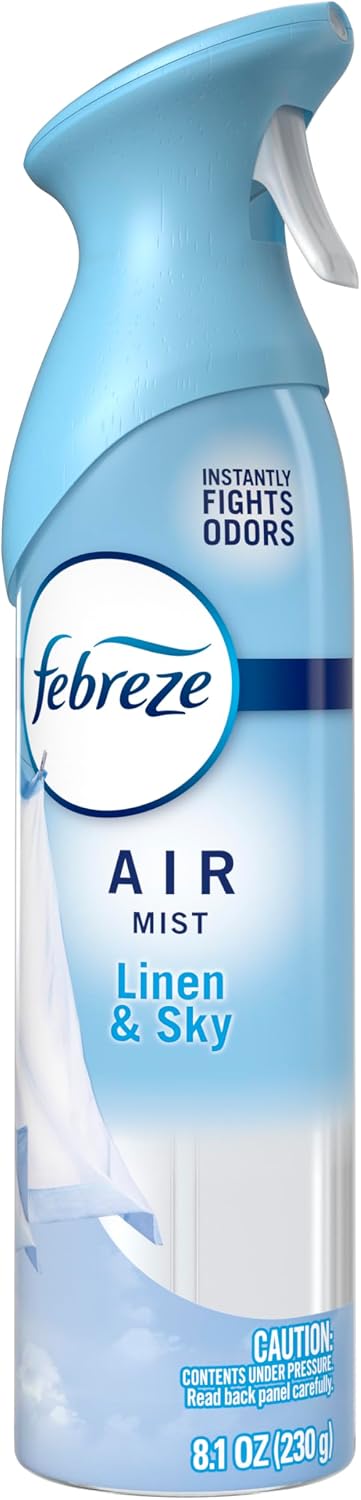 Febreze Air Mist, Air Freshener Spray, Odor Fighting Room Spray, Deodorizer for Home Bathroom Kitchen Office Apartment Dorm Room Classroom, Linen & Sky Scent, 8.1oz (Pack of 6)