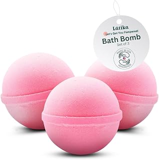 Latika Pink Classic Bath Bomb Princess - Jasmine, Citrus Peel, Ginger Tea, and Nutmeg (3 Pack)