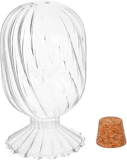 ULTECHNOVO Helix Shaped Matchstick Holder Transparent Glass Canister for Decorative Display for Fireplace Bathroom Cork Stopper Included Elegant Storage