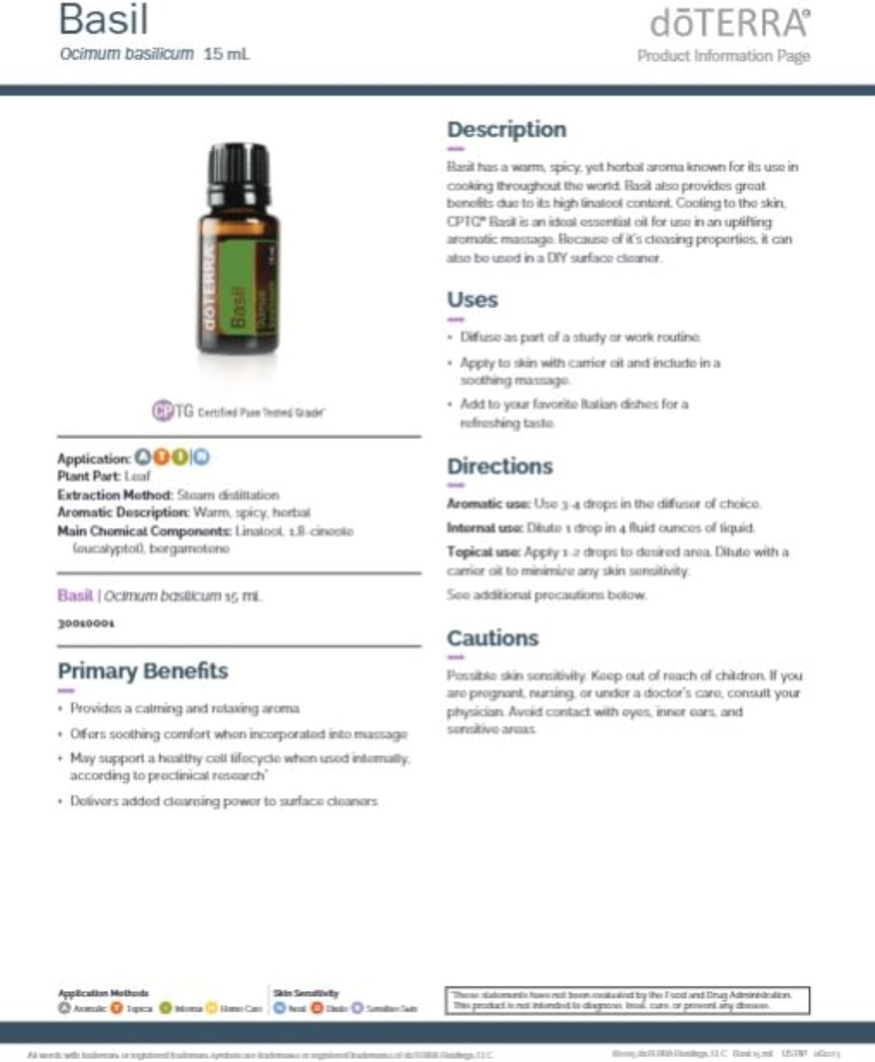 doTERRA - Basil Essential Oil - 15 mL