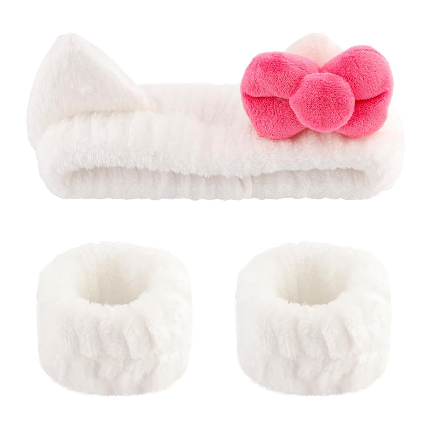Canitor Kitty Spa Headband with Wrist Bands for Girl Cute Birthday Gifts Skincare Makeup Face Wash Headband Skin Care for 3 4 5 6 7 8 9 Year Old Gifts Accessories