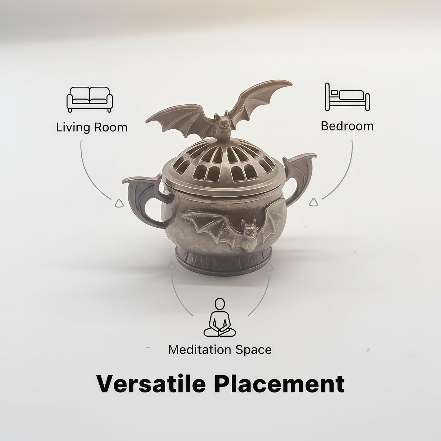 2 Pack Mini Cone Incense Holder MetalBat-Shaped Incense Burner for Room Home Decor Yoga Spa Meditation