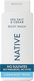 Native Sea Salt & Cedar Scent 24-Hr Refreshing Clean Body Wash for Men & Women, for All Skin Types Incl. Sensitive, Leaves Skin Feeling Clean & Soft, Free of Phthalates, Sulfates & Parabens, 18 oz