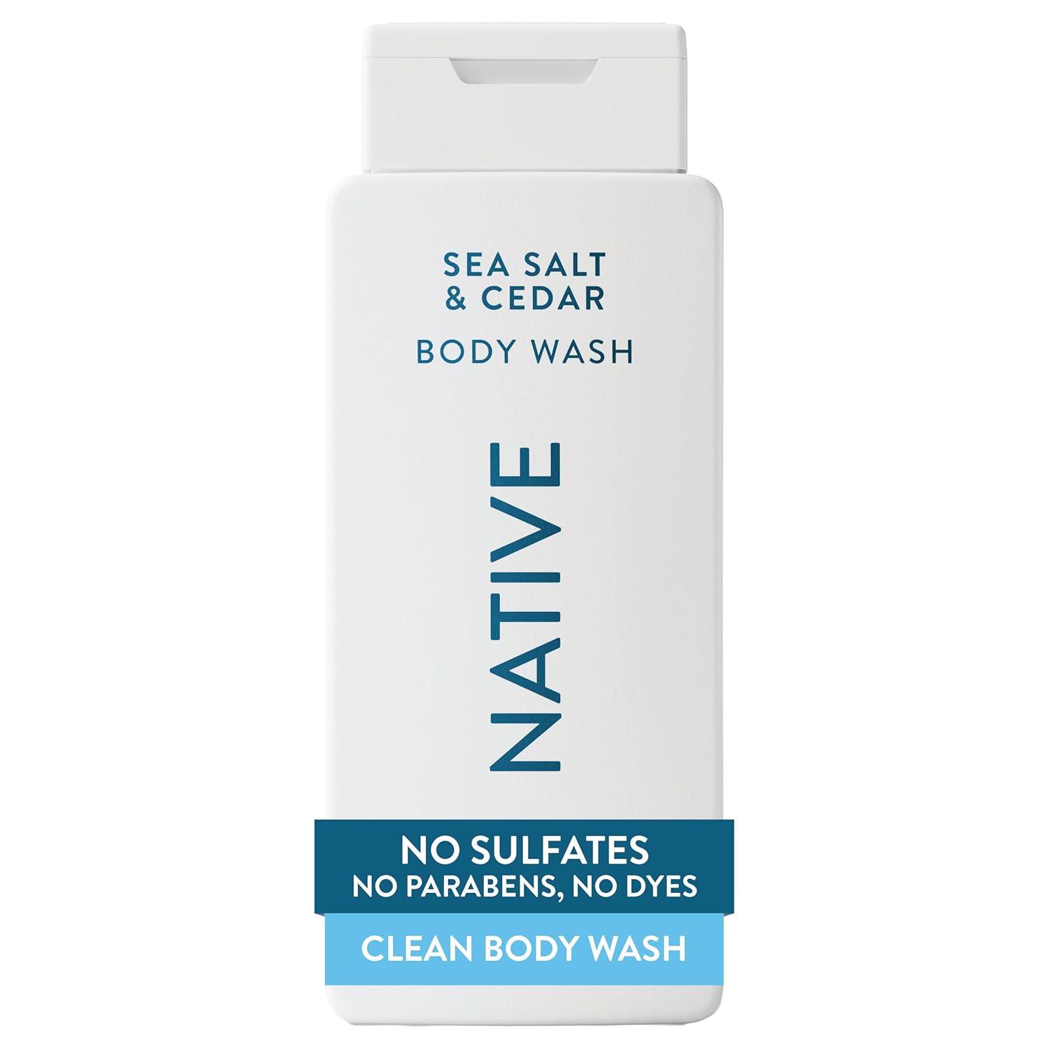 Native Sea Salt & Cedar Scent 24-Hr Refreshing Clean Body Wash for Men & Women, for All Skin Types Incl. Sensitive, Leaves Skin Feeling Clean & Soft, Free of Phthalates, Sulfates & Parabens, 18 oz