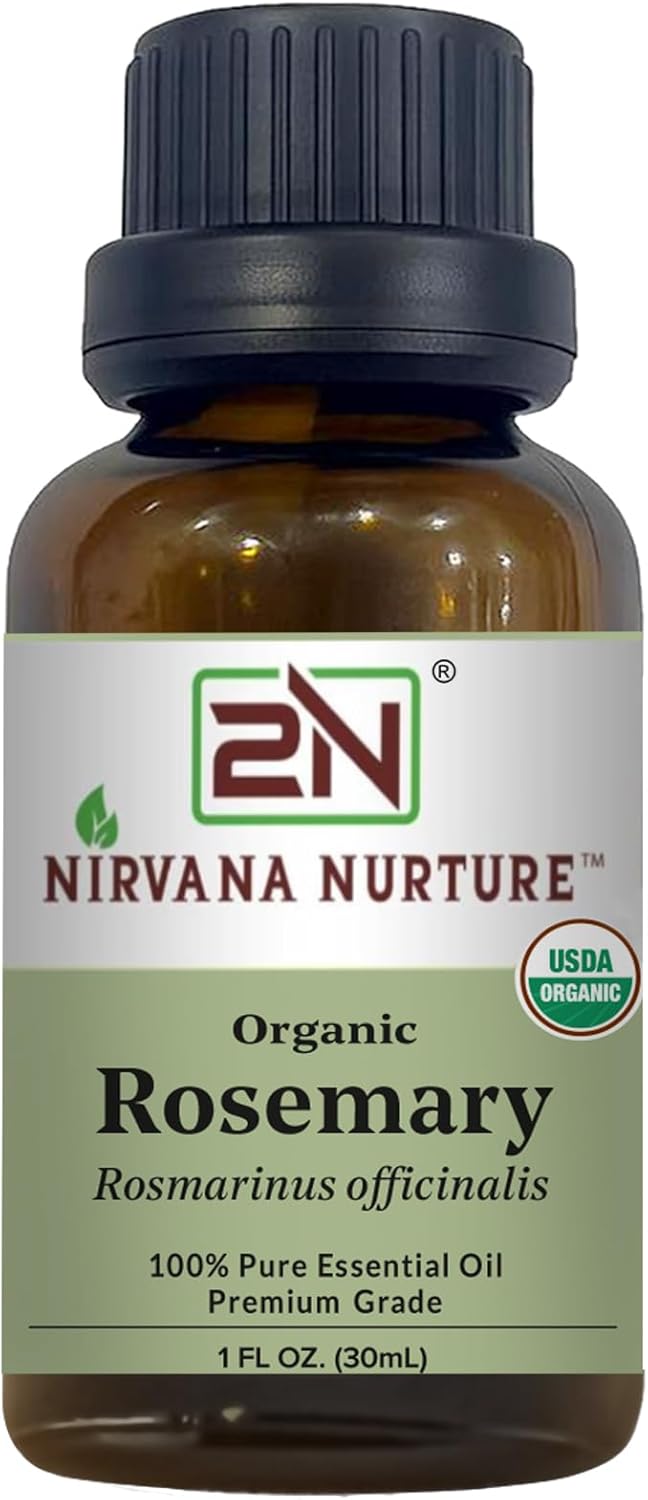 Rosemary Essential Oil, USDA Certified Organic, 100% Pure Undiluted, Aromatherapy Oil for Diffuser, Hair & Skin Care