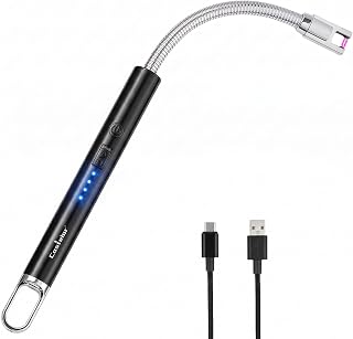 Castelar Electric Candle Lighter with Long Flexible Neck, USB Rechargeable Arc Lighter with Safety Lock for Candle, BBQ, Camping, Housewarming, and Birthday Gifts