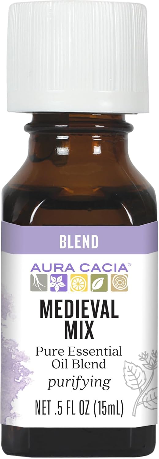 Aura Cacia Medieval Mix Essential Oil, Pure Essential Oils, Aromatherapy Blend for DIY Cleaning, Diffusion, Home Care | 0.5 Fl Oz (Pack of 1)