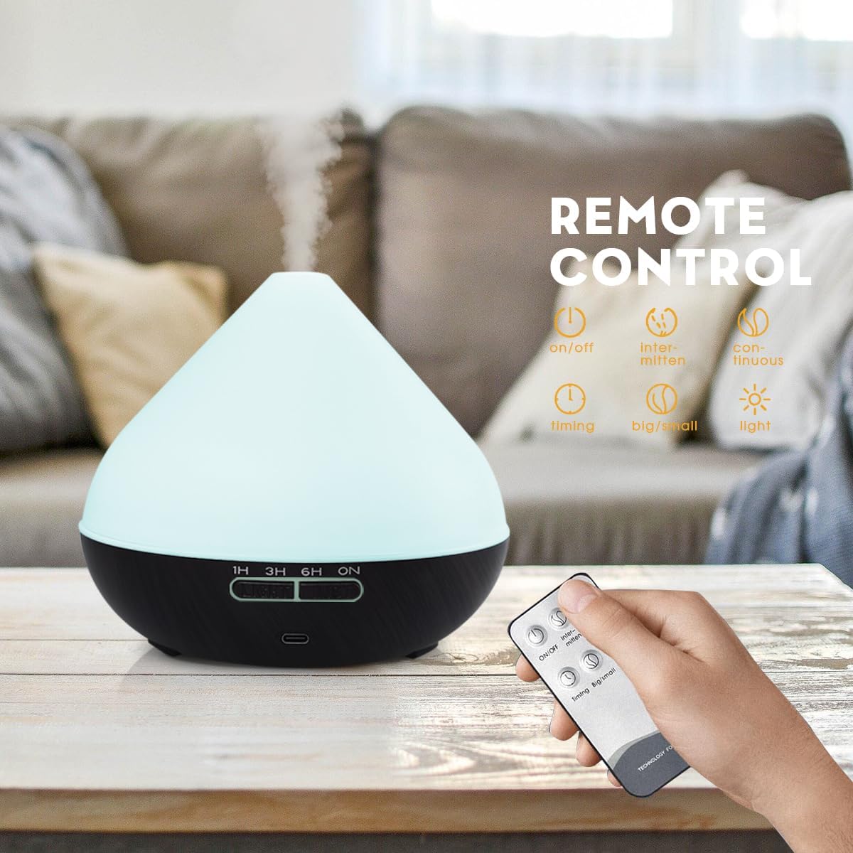 550ml Large Capacity Diffuser with Essential Oils, Aromatherapy Ultrasonic Air Humidifier for Bedroom, 7 LED Lights, Timer and Waterless Auto-Off for Home Decor Gift,Office Spa