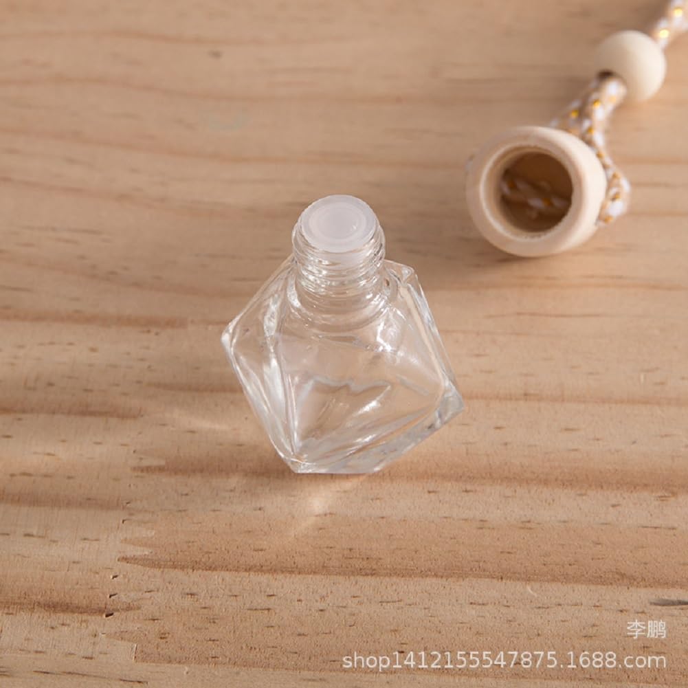 4Pcs 8ml Hanging Car Air Freshener Bottle Scent Essential Oil Car Diffuser with Wooden Cap Glass Vial Pendant for Aromatherapy