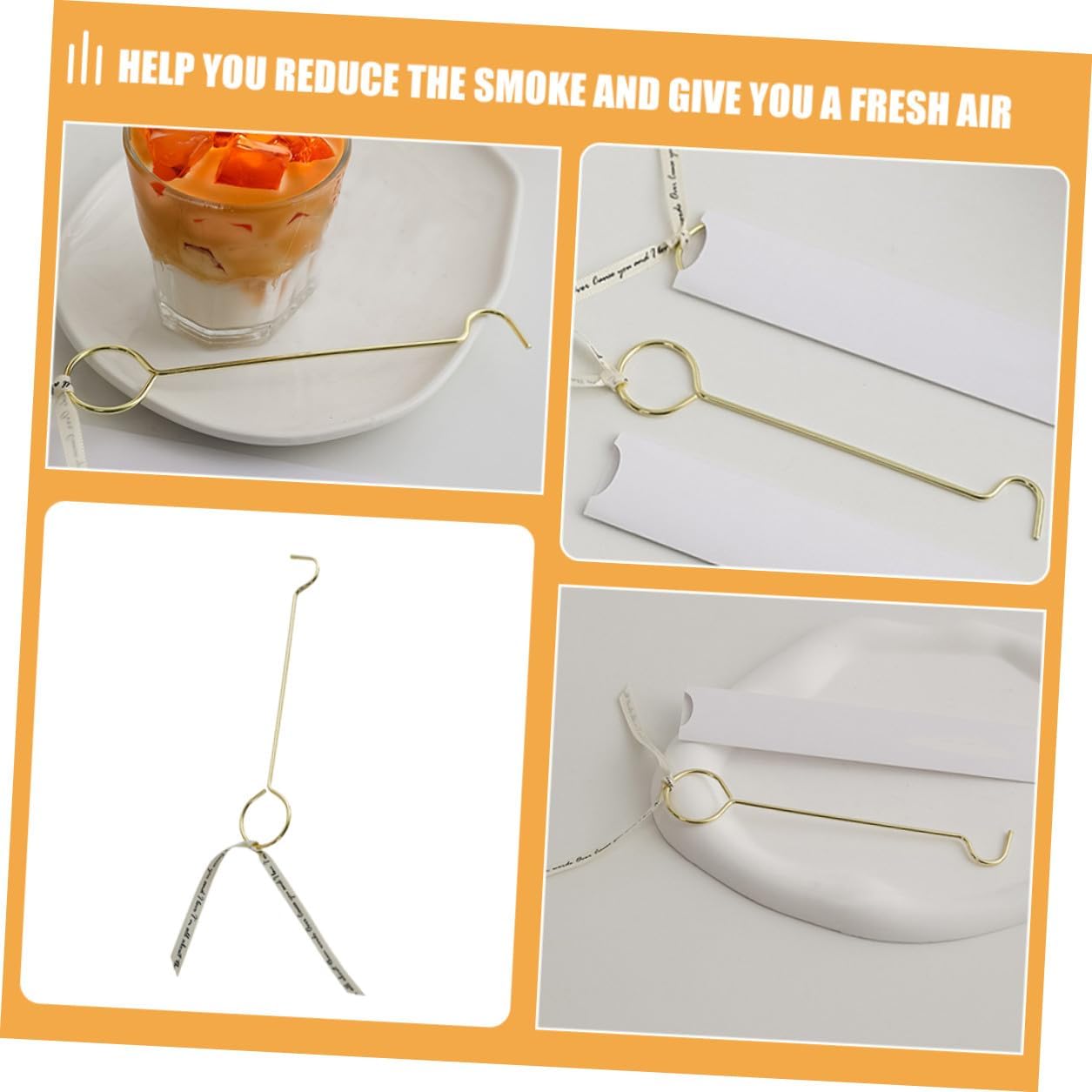 KALLORY 4 Pieces Candle Wick Dippers and Extinguish Hook Set Metal Portable Candle Snuffers and Aromatherapy Safe Flame Extinguisher Tools for Home Décor