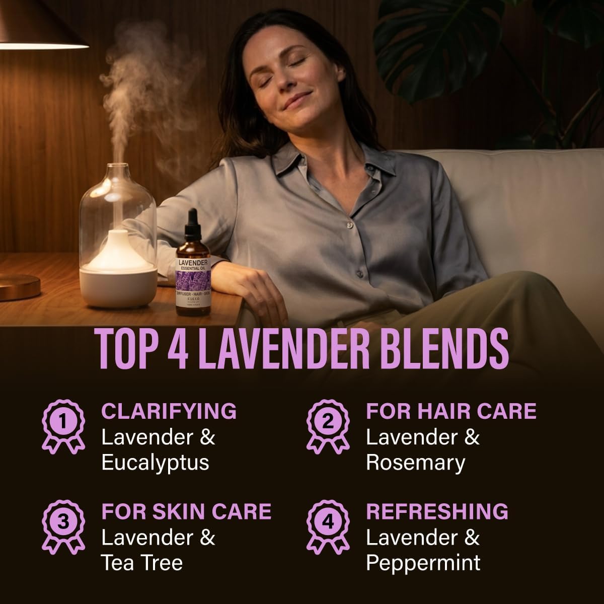 Lavender Essential Oil 4 Fl Oz – Bulgarian Lavender for Diffuser, Aromatherapy, Massage, Skin Care, Hair & DIY Soap & Candle Making | Calming Sleep & Relaxation Scent