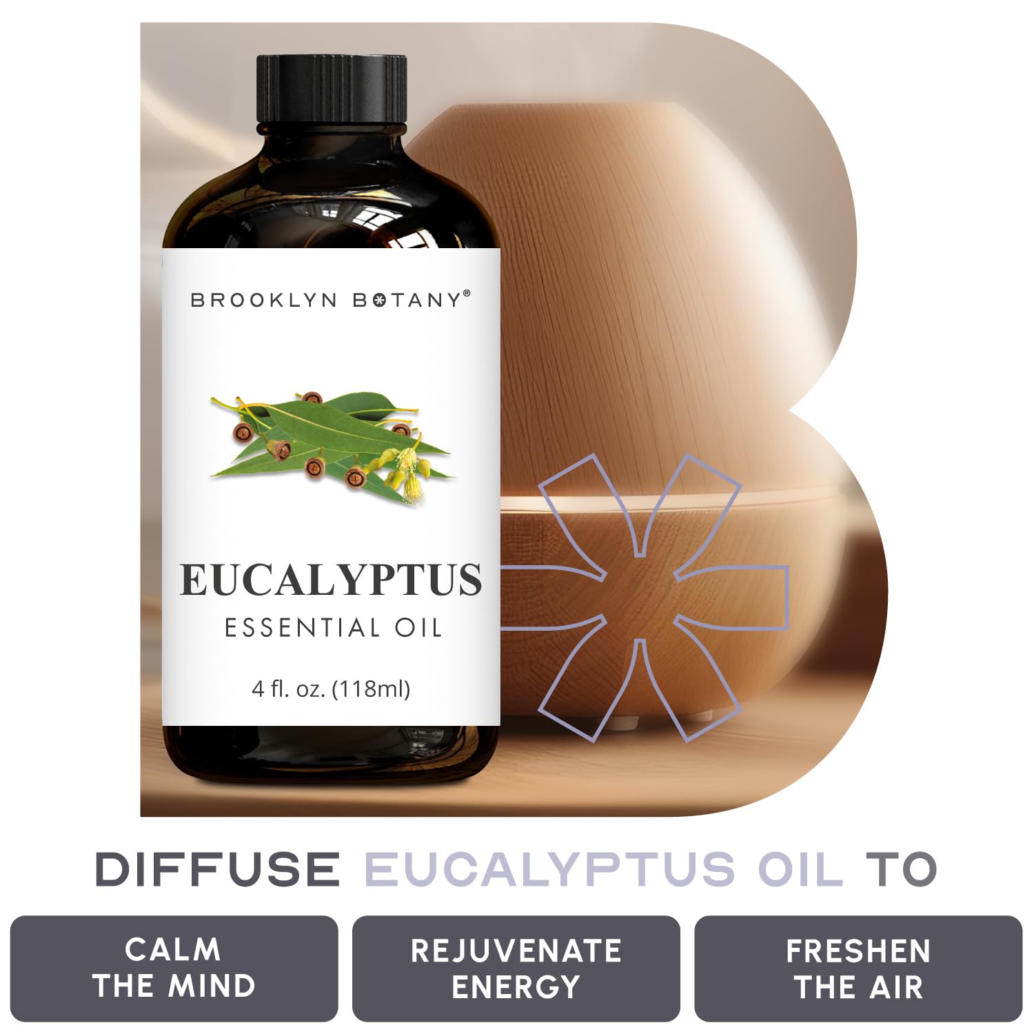 Brooklyn Botany Grapefruit & Eucalyptus Essential Oils – 4 Fl Oz (Pack of 2) – 100% Pure & Natural – Refreshing & Invigorating Aromatherapy Blend