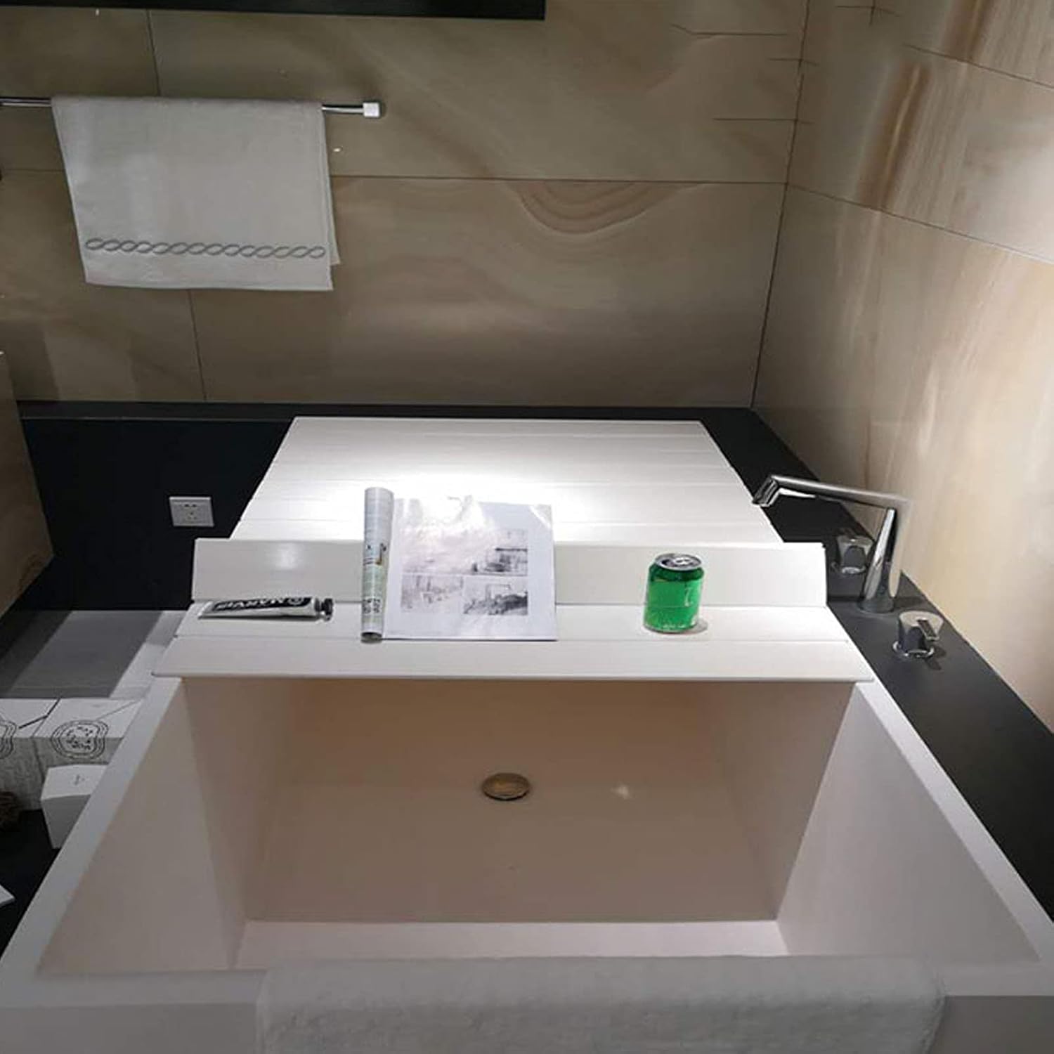 Bath Bridge Tub Caddy Tray Folding Bathtub Cover Dust-Proof Shutter Bath Lid, Bathtub Insulation Board Dust-Proof Cover(Thickness: 1.2cm) (75x180cm)