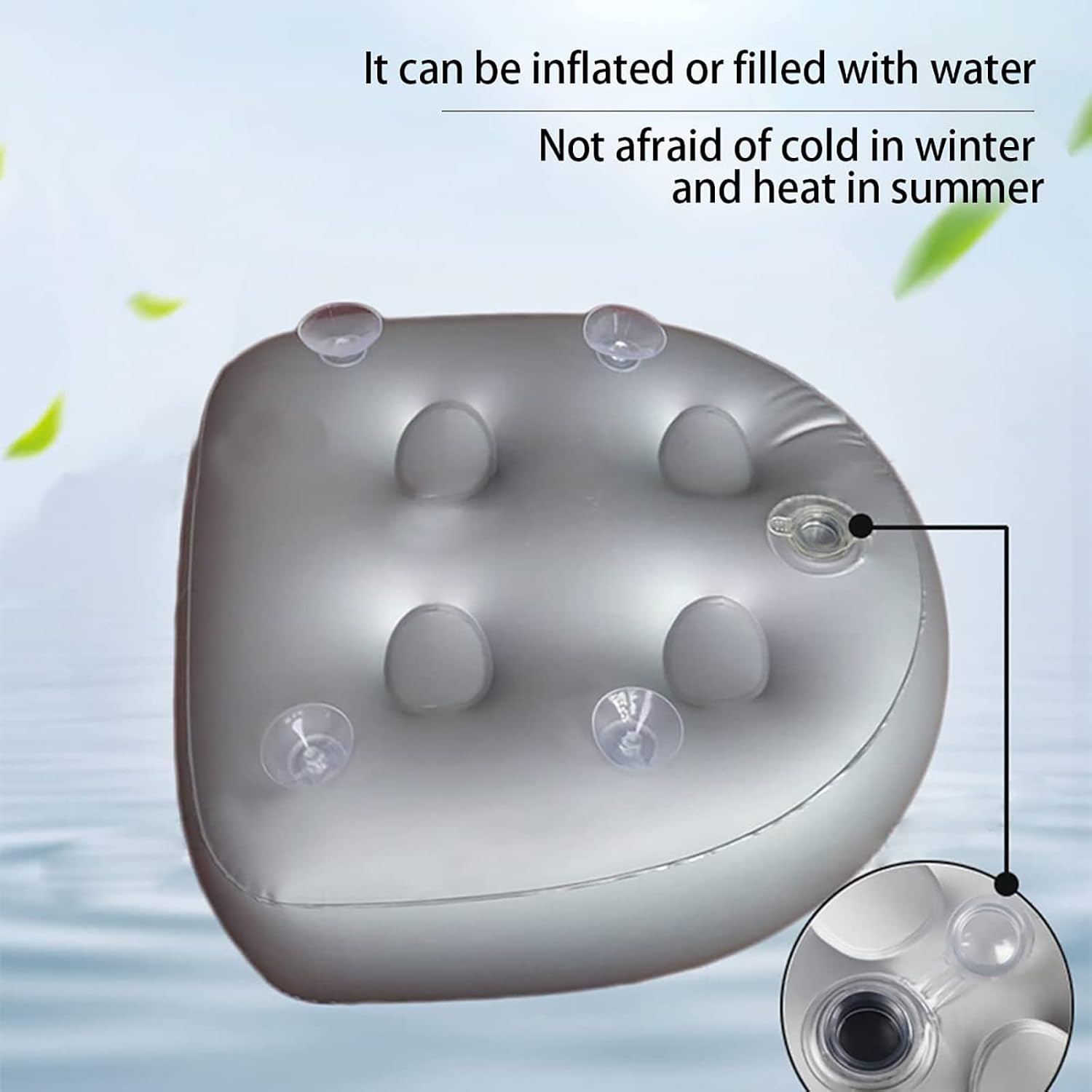 Inflatable Hot Tub Seat Booster with Suction Cups & Mesh Cover, Dual Use Inflatable Hot Tub Cushion Seat, Non Slip Blow Up Pillow Hot Tub Chairs Accessories for Adults Elderly Spa Bathtub