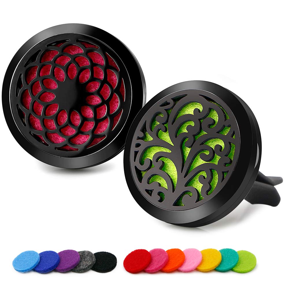 RoyAroma Car Air Freshener Vent Clip - 2PCS 30mm Black Car Essential Oil Diffuser Vent Clips for Home Office Room with 12 Felt Pads Mother's Day, Birthday Gift for Women & Men