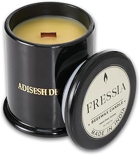 Long-Lasting Fressia Bees Wax Candle | Scented Candles for Home Decoration | 70+ Hour Burn Time Hand-Poured in Glass Jar | Bright, Uplifting, and Slightly Fruity Fragrance