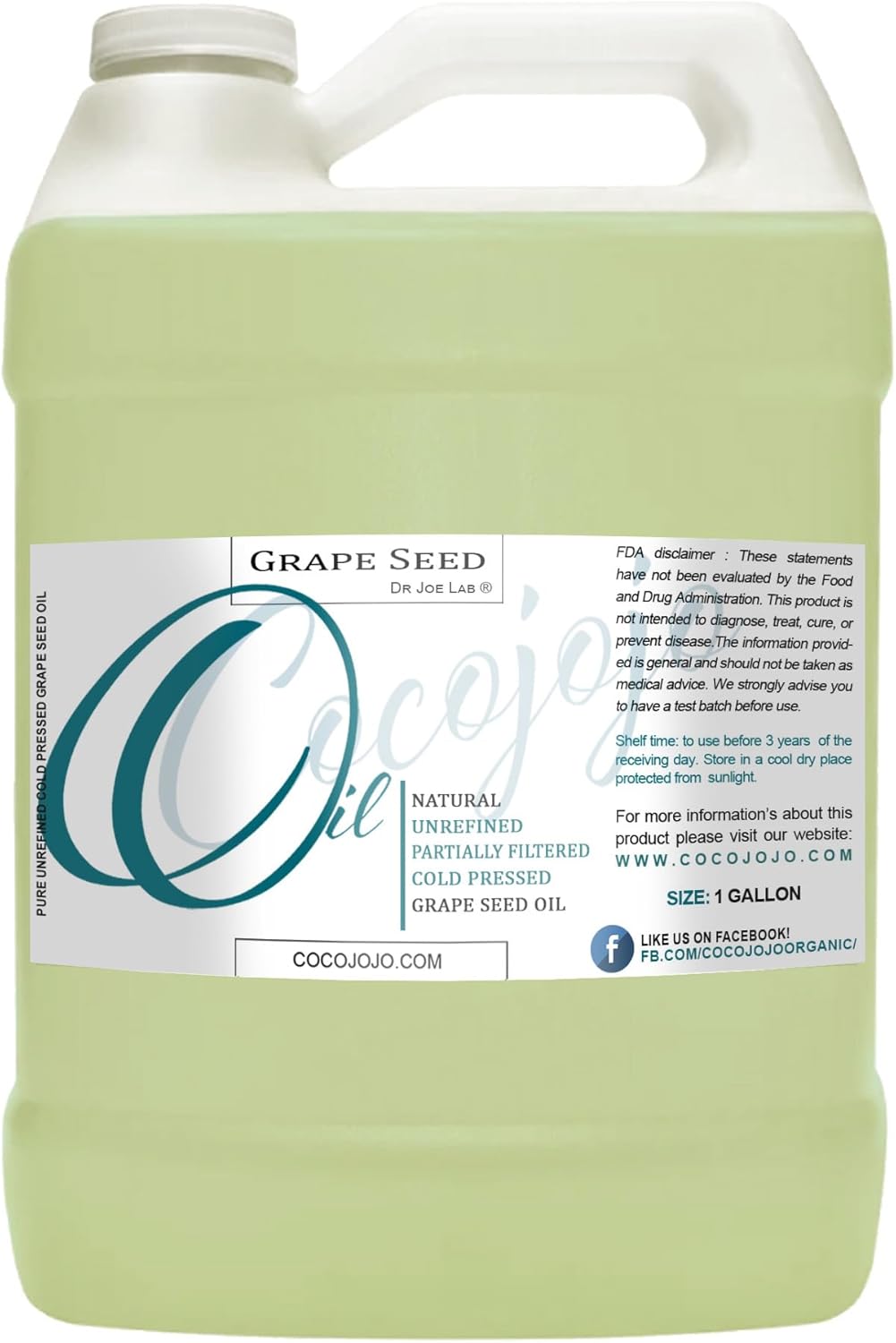Grapeseed Oil - Pure Natural Grape Seed Cold Pressed 1 Gallon Hair Face Skin Massage Moisturizing Premium Quality