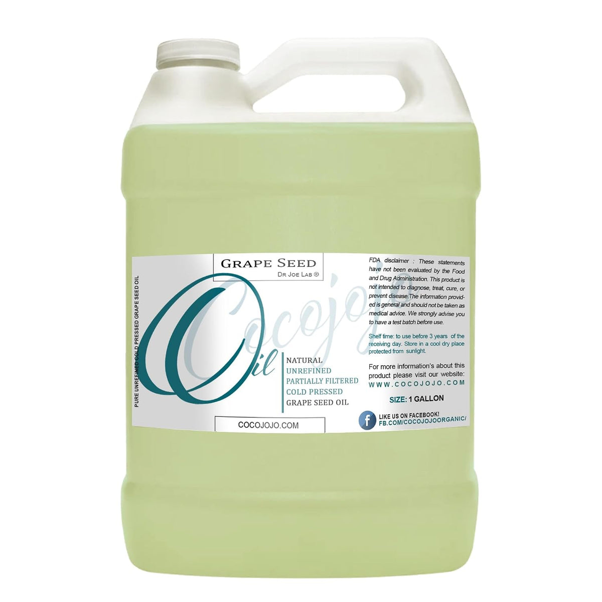 Grapeseed Oil - Pure Natural Grape Seed Cold Pressed 1 Gallon Hair Face Skin Massage Moisturizing
