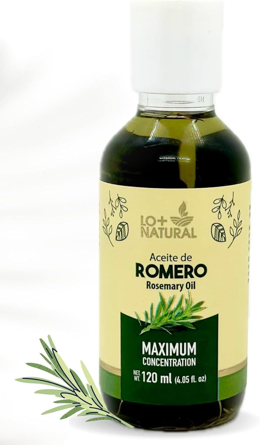 Rosemary Oil (Aceite de Romero) - Maximum Concentration, (120 mL) - Natural Essential Oil for Hair & Skin refresing Aroma
