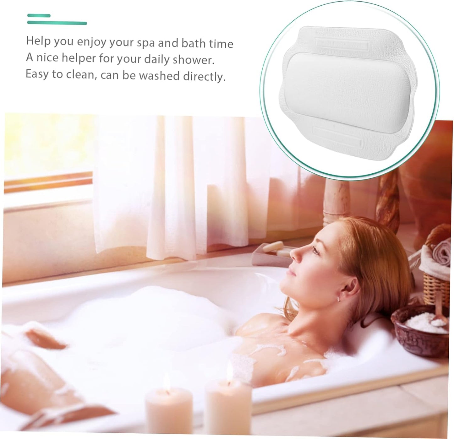 Bathtub Pillow with Ultra-Large Suction Cups for Secure Non-Slip Support Spa Bath Cushion for Head and Neck Comfort Fits Most Tubs Ideal for Relaxing Home Baths and Shower Spa Sessions