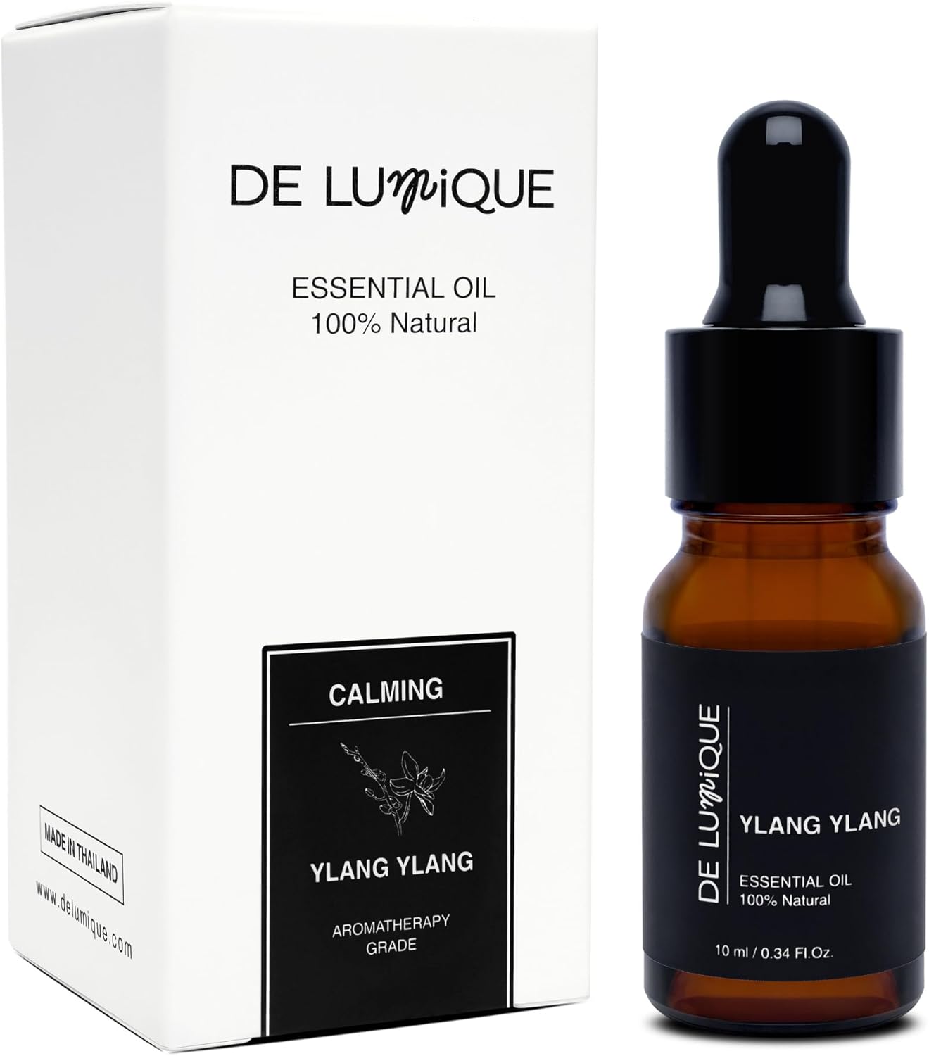 Ylang Ylang Scent De Lumique Pure Essential Oil, 100% Natural Plant Extract, Amber Glass Bottle with Dropper, 10ml/0.34 Fl Oz