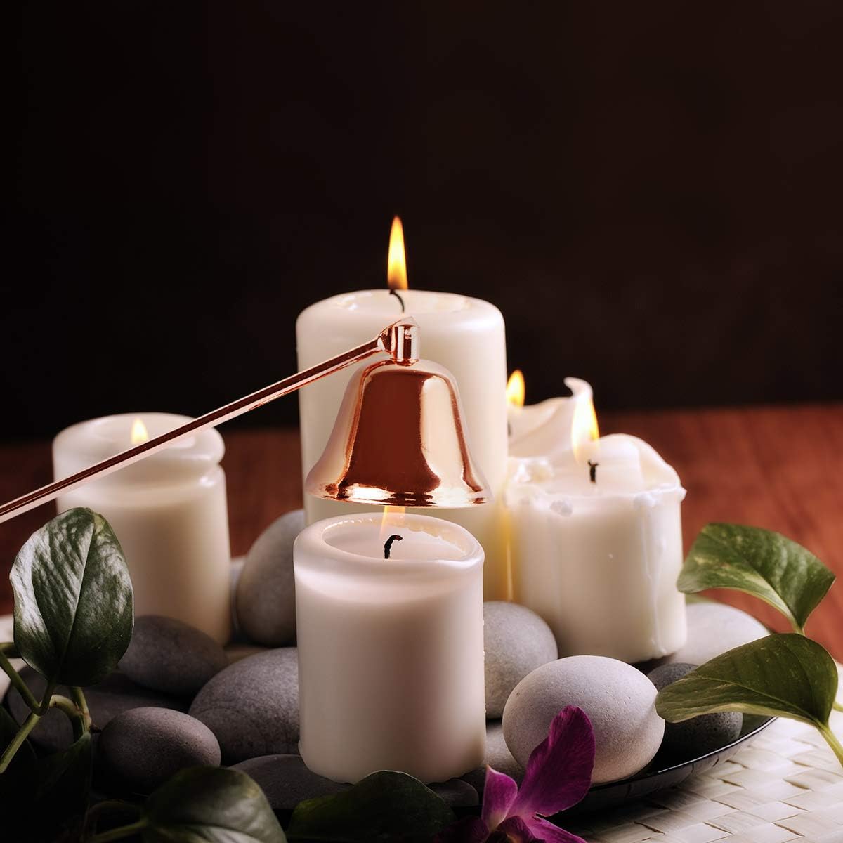 CABAX Candle Snuffer, Polished Candlesnuffers Wick Snuffer Candle Accessory with Long Handle for Putting Out Extinguish Candle Wicks Flame Safely, Rose Gold