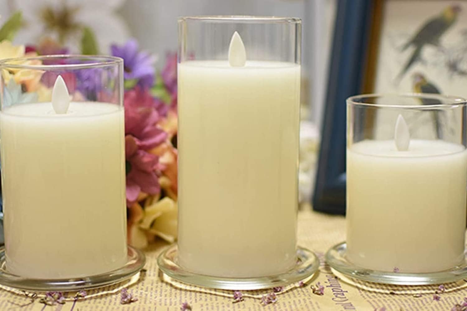 2 Pack Glass Candle Holder 4" Clear Beautiful Transparent Round Candle Plate…