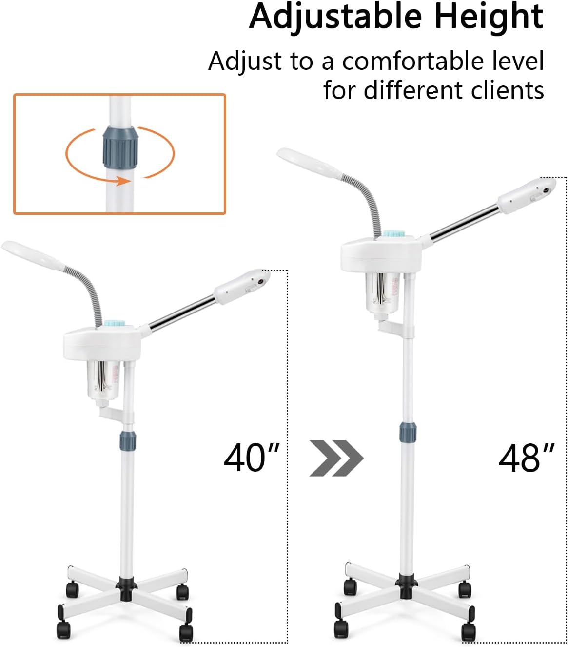 Artist hand Facial Steamer Professional 2 in 1 Hot Face Steamer with 5X LED Magnifying Lamp, Esthetician Face Steamer for Facial Deep Cleansing, Fast Heat Moisturizing for Beauty Salon Spa Home Use