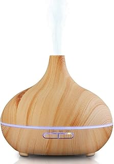 Aroma Essential Oil Diffuser, JoySusie 500ml Wood Grain Ultrasonic Cool Mist Whisper-Quiet Humidifier with Color LED Lights Changing & 4 Timer Settings, with Remote Control (Brown)