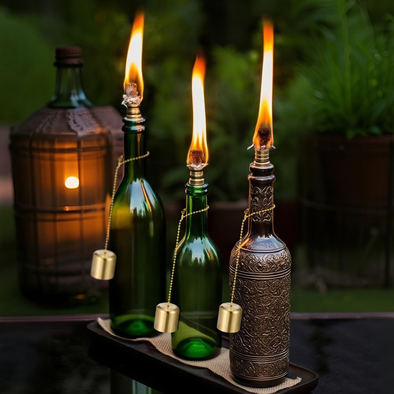 VOSAREA 6pcs Brass Lampshade Candle Care Tool Tiki Torch Caps Fire Extinguisher Cutter Candle Wick Cover Multi-use Snuffer Covers Stickers Chain Heater Rust Lamp Shade Put Out Tool