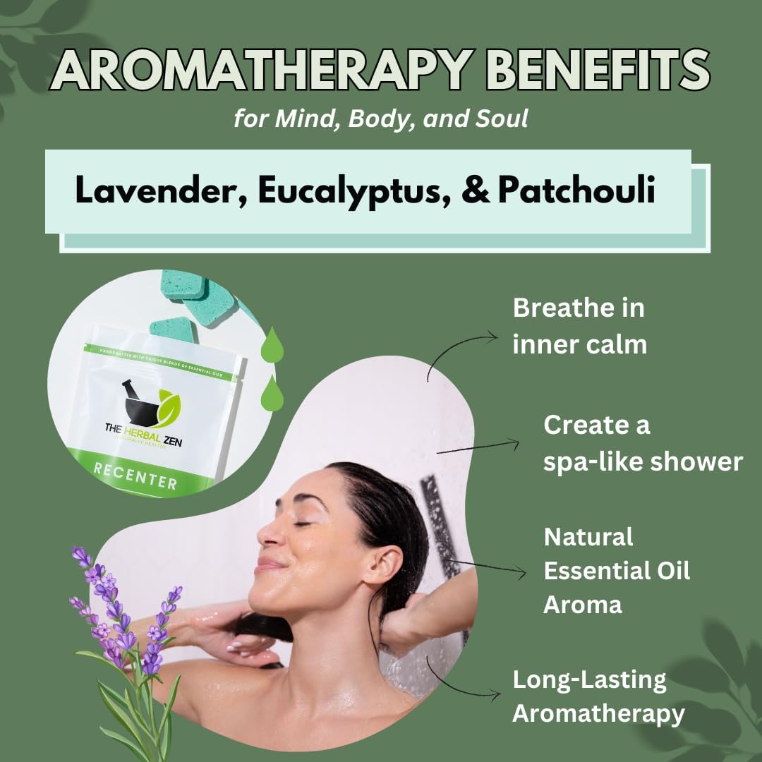 Recenter Shower Steamers Aromatherapy for Relaxing - USA Made Mothers Day Gift for Her - Lavender & Eucalyptus Shower Bomb Tablets – Soothing Natural Essential Oils (10 Pack)