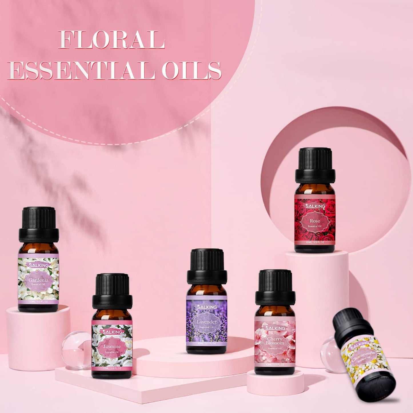 SALKING Aromatherapy Diffuser & Floral Essential Oils Set, 100ml Diffuser Ultrasonic Diffuser Cool Mist Humidifier with 8 Colors Light, Waterless Auto Off for Home Office