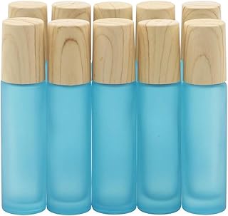 Kesell 10Pack Colour Essential Oil Roller Bottles 10ml, Refillable Glass Roll On Bottles with Plastic Lids Stainless Steel Ball for Aromatherapy Perfumes