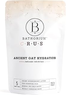 Bathorium Ancient Oat Hydration Crush, Mineral Sea Salt Bath Soak, Skin-Soothing Colloidal Oats, Light Floral Fragrance, pH-Balanced, Approximately 5 Soaks, 21 oz