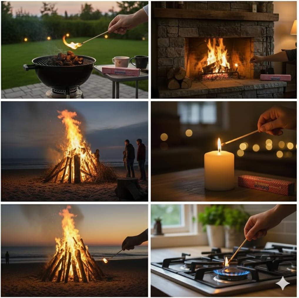 Spark Long Wooden Matches for Barbeque Grilling, Fireplace, Camping, Candles | 11" Long Wholesale,40 in Each Box(3)