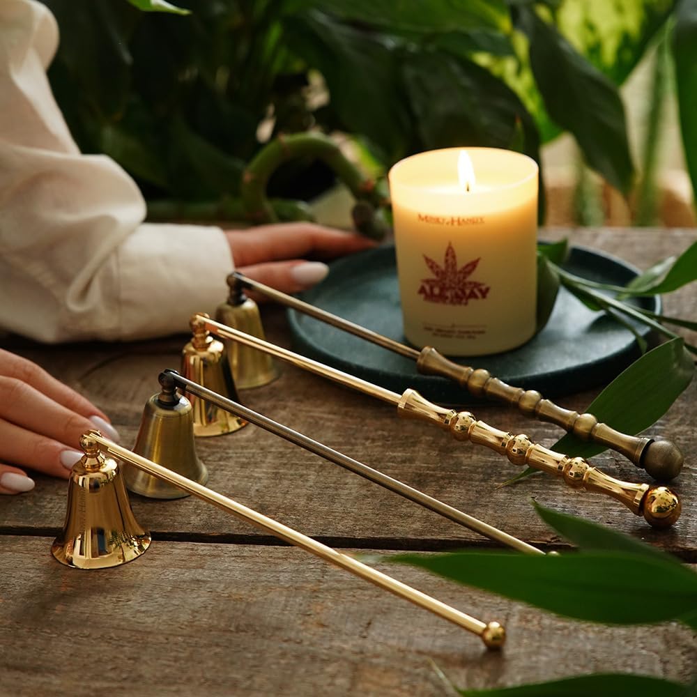 Luxury Candle Snuffer Accessory - Brass Design - Safely Extinguish Candle Flames - Home Decor and Gift for Candle Lover (Gold)
