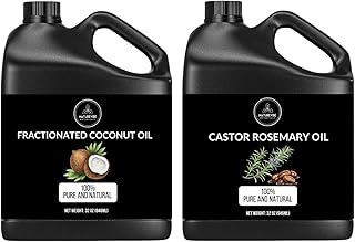 Naturevibe Botanicals Fractionated Coconut Oil 32oz and Castor Rosemary Oil 32oz | Oil Combo