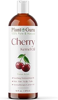 Plant Guru Cherry Kernel Oil 16 fl. oz. Cold Pressed 100% Pure & Natural Carrier – Skin, Face, Body & Hair Growth Moisturizer. Great for DIY Creams, Lotions, and Lip Balms.