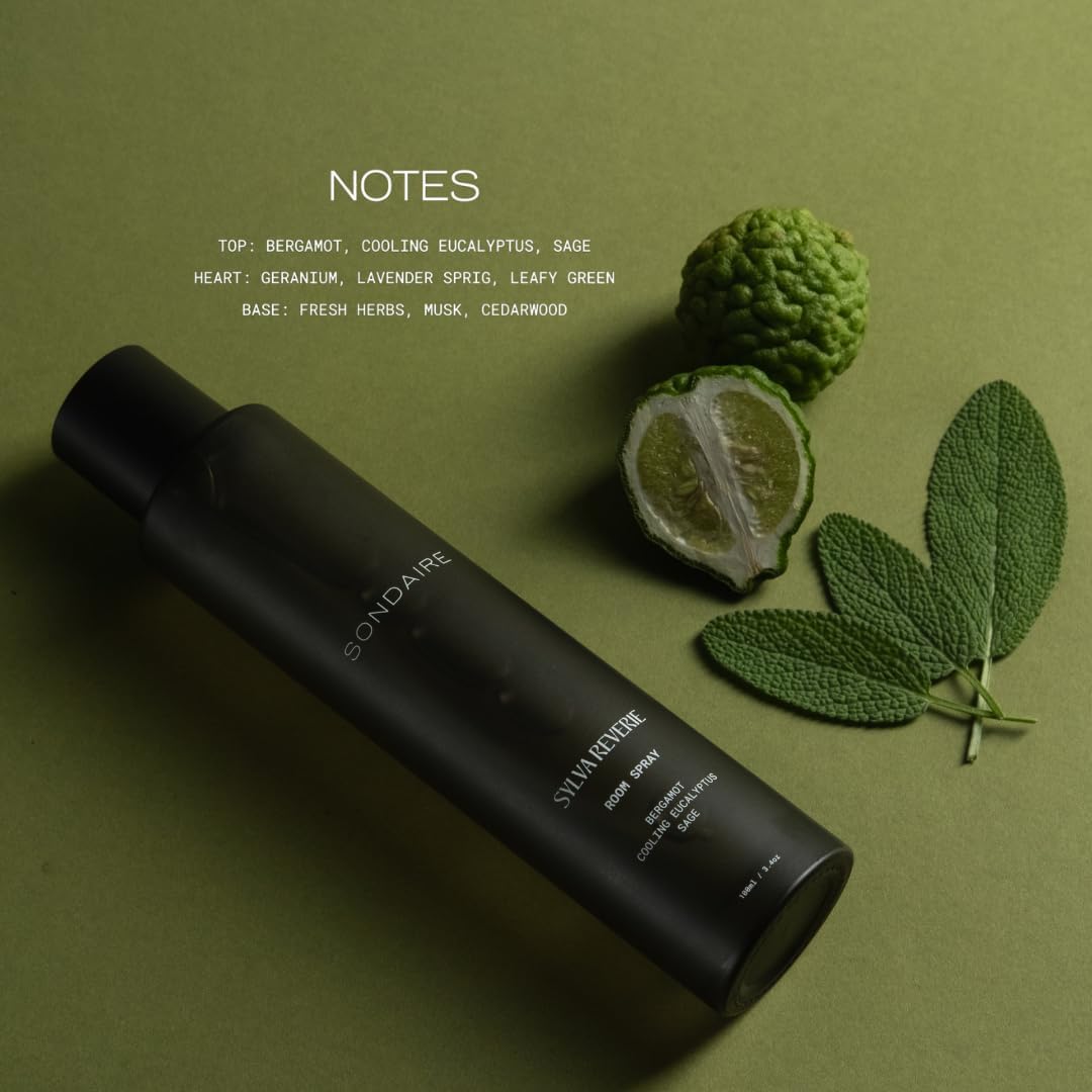 Sylva Reverie Room Spray | Luxury Natural Home & Linen Mist | Eucalyptus, Bergamot & Cedarwood | Non-Toxic, Vegan, Odor Neutralizing | For Bedroom, Living Room, Bathroom | 3.4 oz / 100 mL