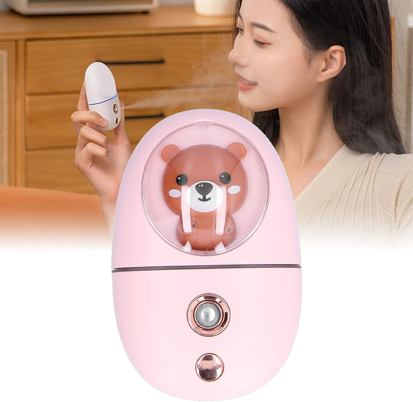 GLOGLOW Portable Nano Facial Steamer Handheld Facial Mist Sprayer Cordless Face Moisturizer with 35ml Water Tank 60 Min Battery Warm Light for Home Travel Skin Care Hydration